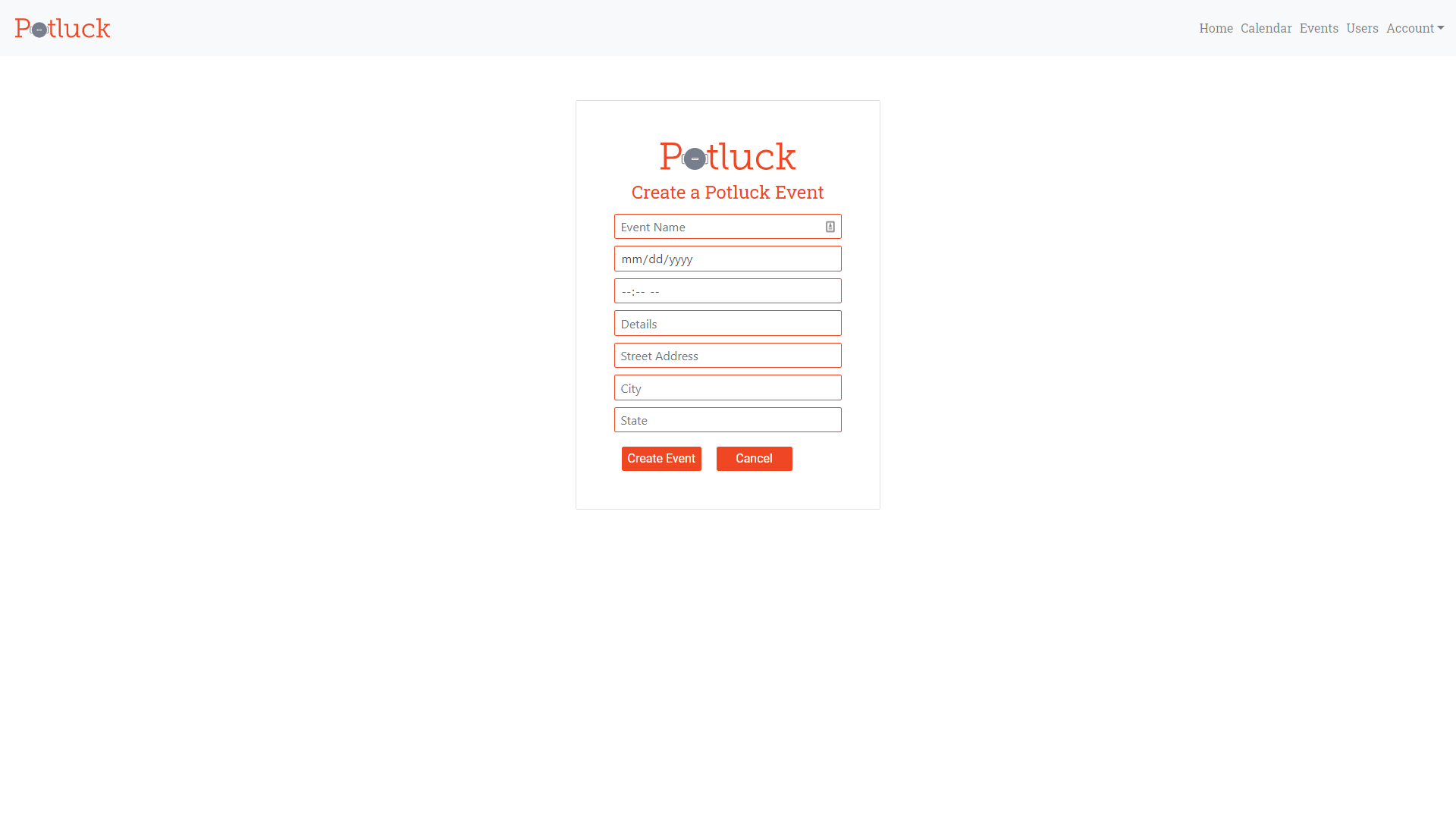 Potluck Planner Screenshots